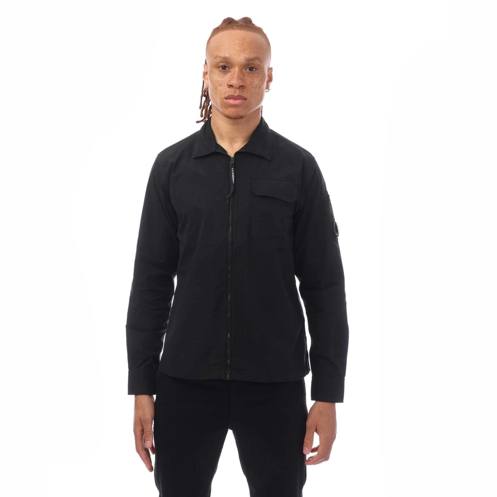 CP Company Mens Organic Gabardine Zip Overshirt in Black Cotton - Size 3XL